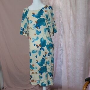 Zanzea Blue and Orange Floral Midi Dress